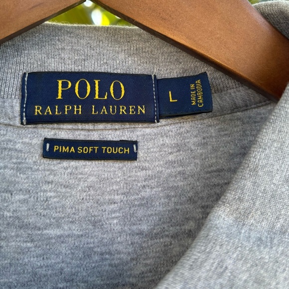 Polo by Ralph Lauren Gray Pima Soft Touch Classic Polo Shirt Size Large - Picture 5 of 8